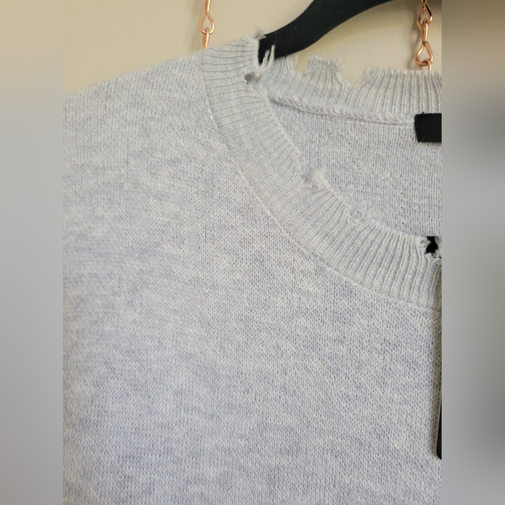 Fate Intentionally Distressed Grey Sweater Size L - Picture 4 of 8